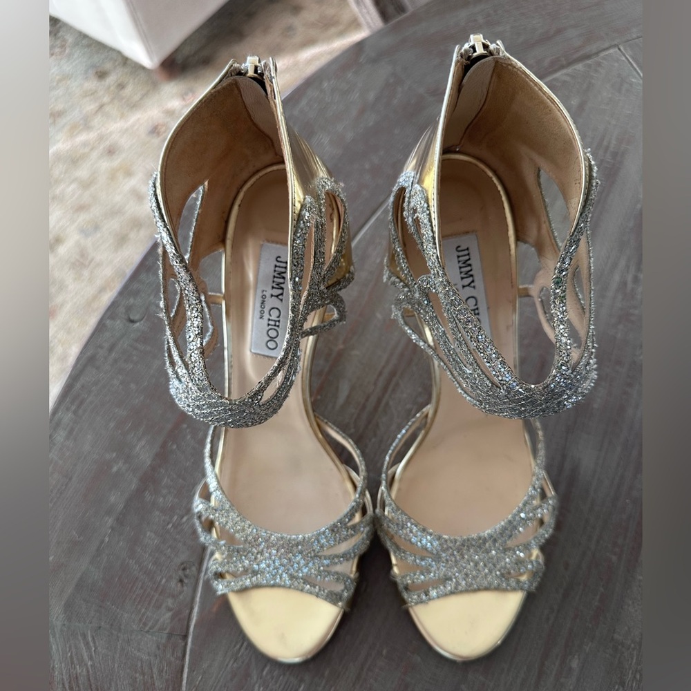 Jimmy Choo Glittering Gold and Silver Heels